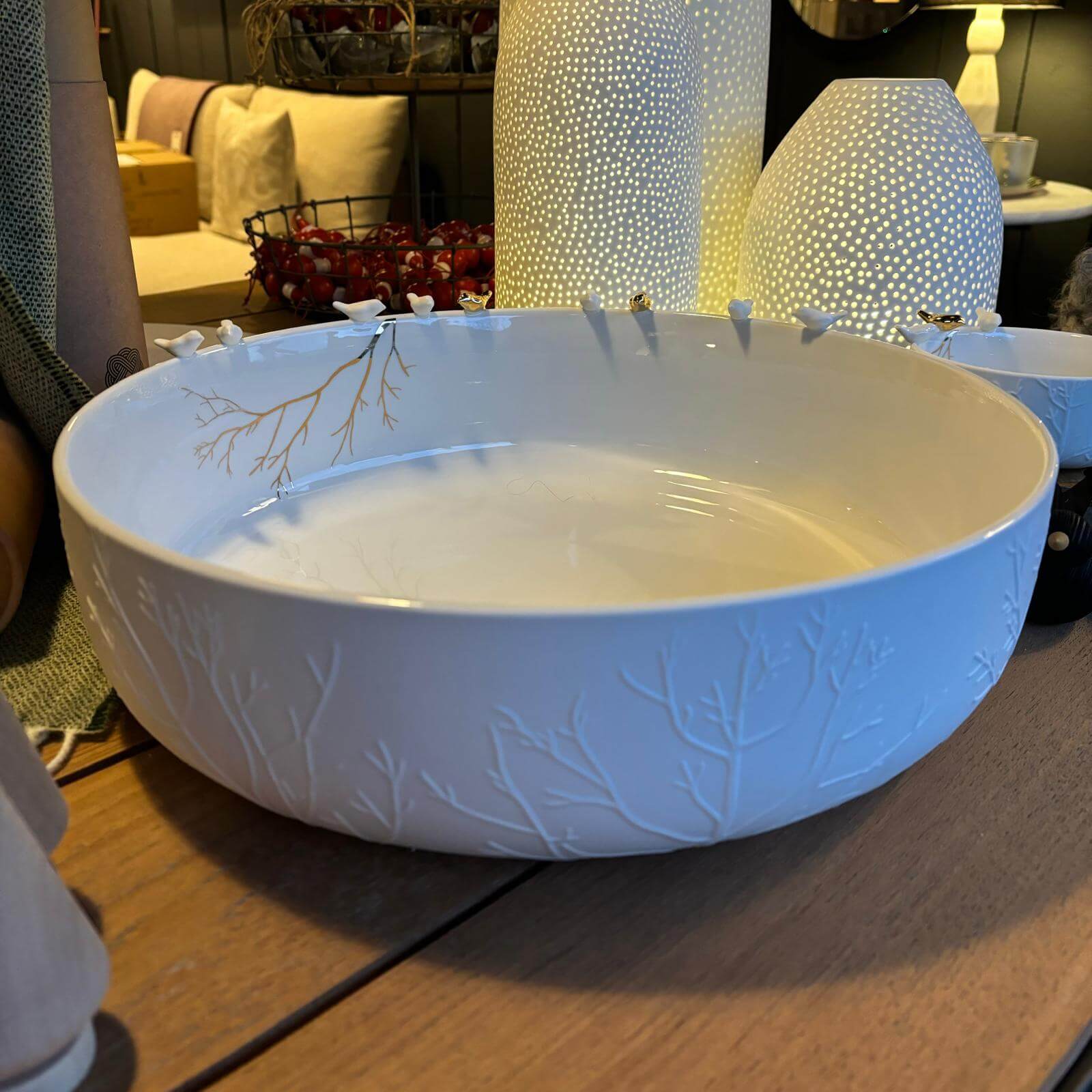 Large Porcelain Bowl "Flock of Birds"